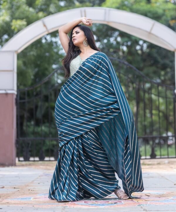 Women's Dola Silk Foil Printed Saree With Unstitched Blouse Piece Best Choice - Image 5