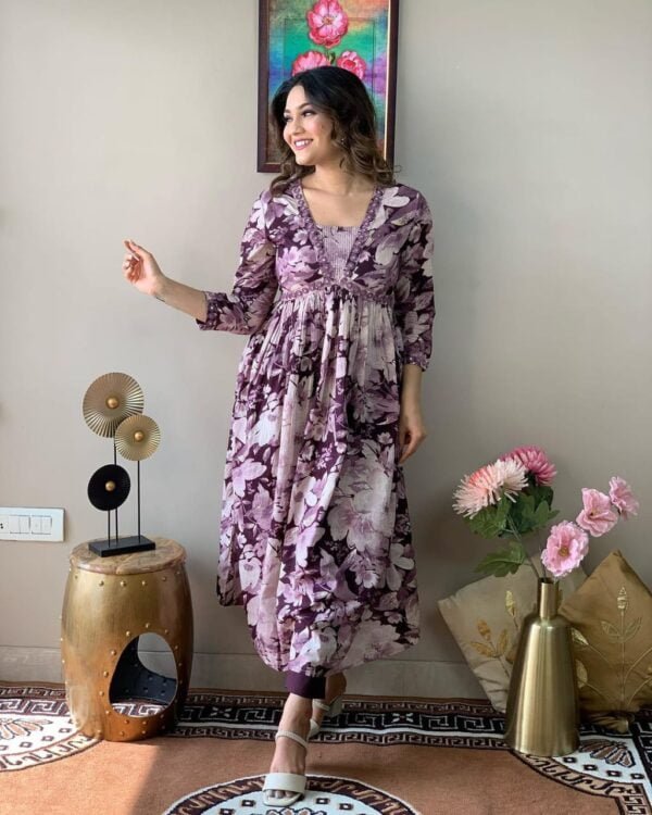 Aliya Cut Flower Print Suit Set Best choice for women - Image 2