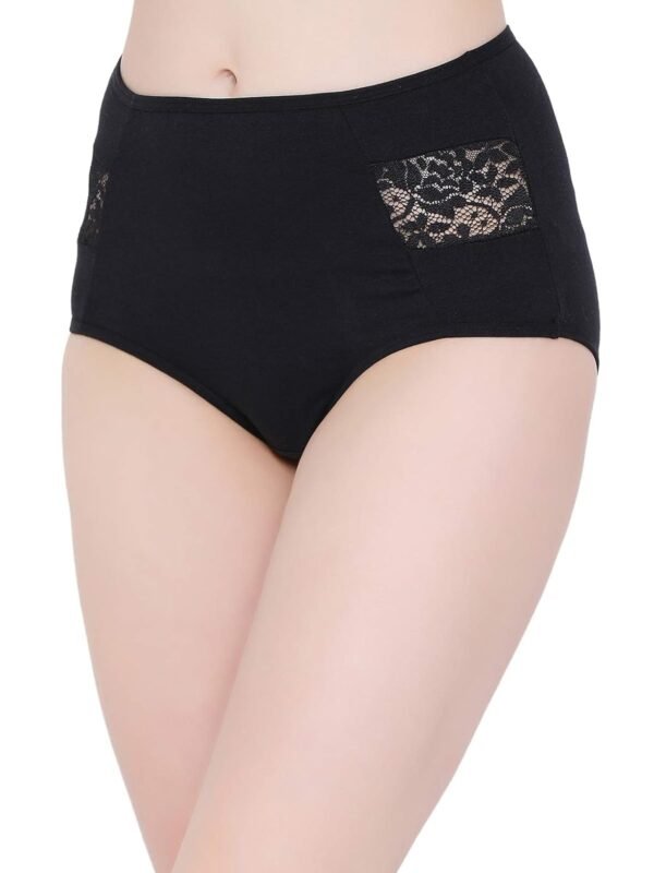 Women's Cotton High Waist Hipster Panty with Lace Inserts - Image 2