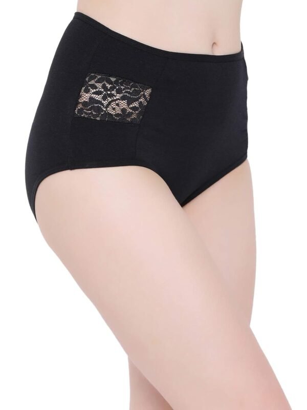 Women's Cotton High Waist Hipster Panty with Lace Inserts - Image 5