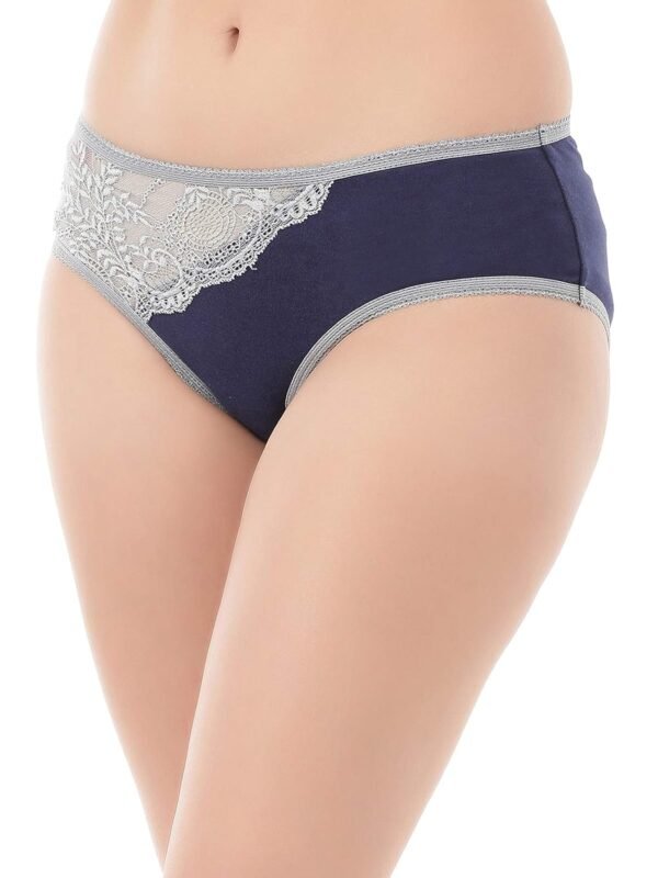 Women's Cotton Mid Waist Hipster Panty with Lace Panel - Image 4