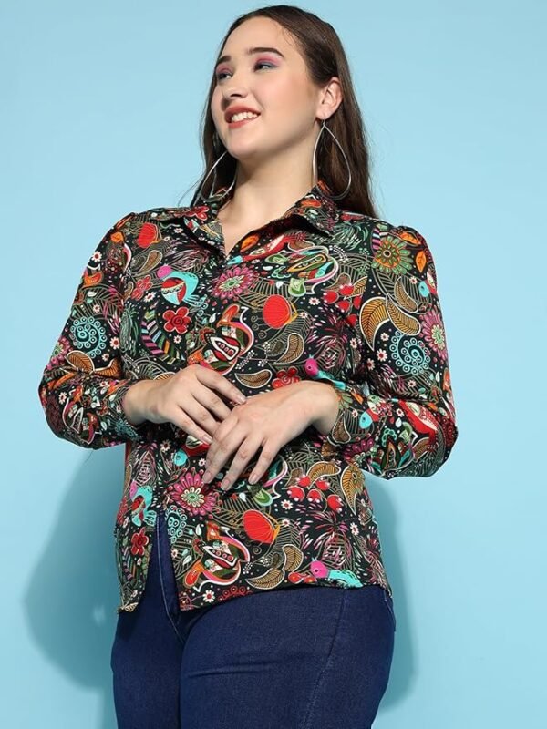 Women's Casual Shirt -Stylish Floral Collar, Regular Fit, and Comfortable Cotton Fabric - Image 2